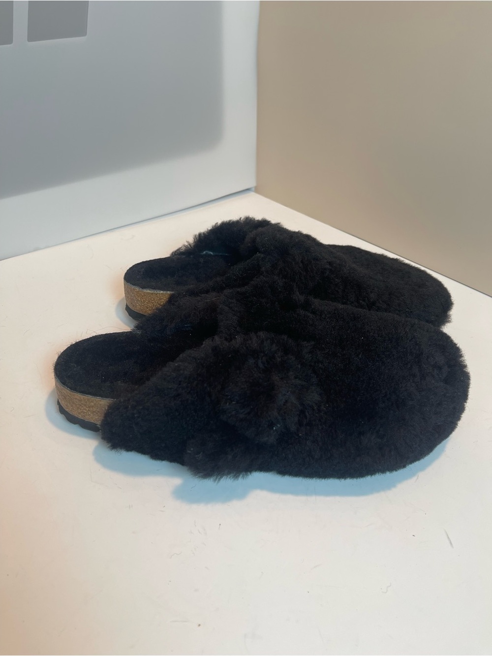 Birkenstock Boston Black Teddy Shearling Fur Upper Lined Clogs Mules EU 38 US 7